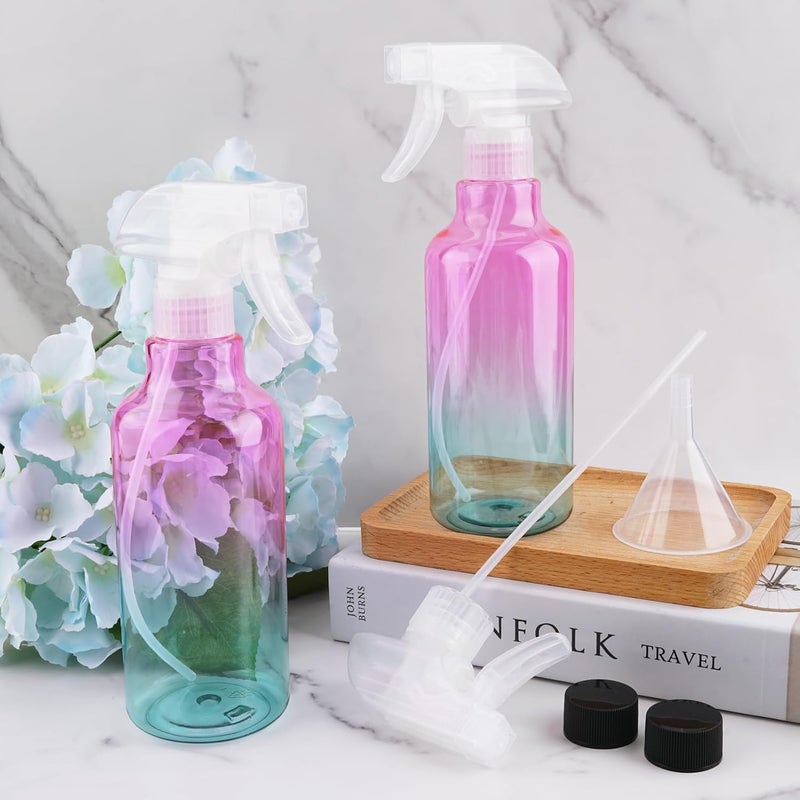 Hethyo Plastic Spray Bottle 16.9oz Empty Spray Bottles Refillable Container Trigger Sprayer for Cleaning Solutions, Water, Plants, Pet, Essential Oils, Hair, 2 Pack (gradient) - Image 2